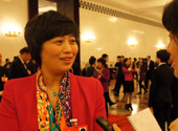 來(lái)自民營(yíng)企業(yè)的十八大代表朱愛(ài)華接受采訪(fǎng)